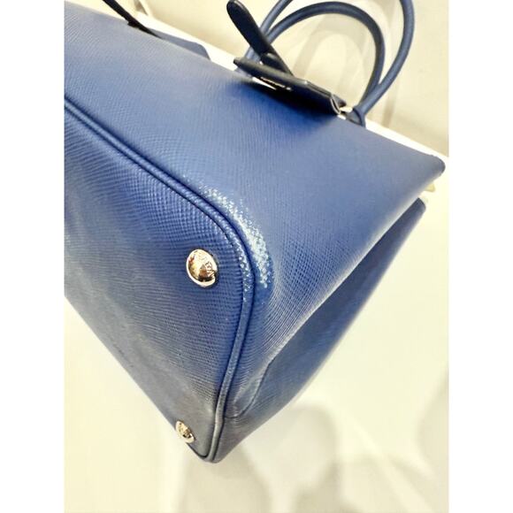 Prada  Saffiano Leather Double Handle Tote Handbag Inchiostro/Red - Picture 12 of 15